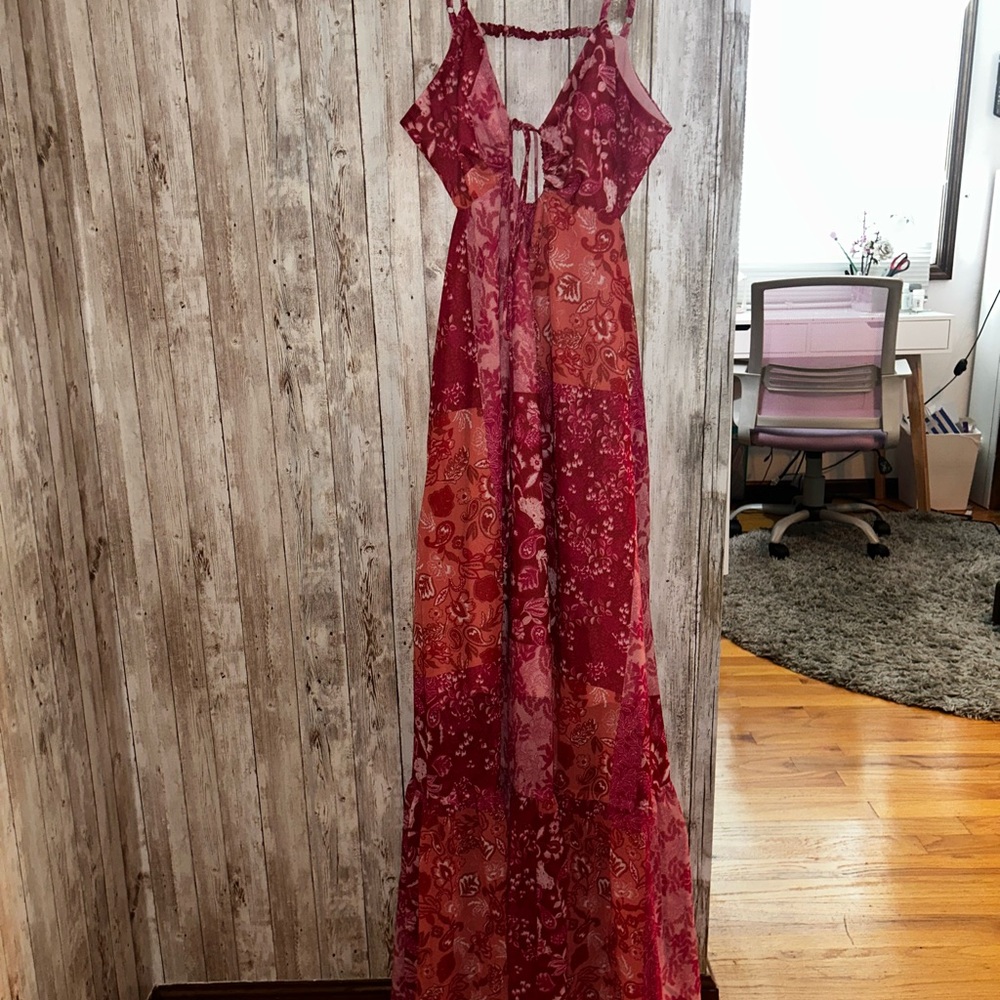 Cider Red Patchwork Maxi Dress